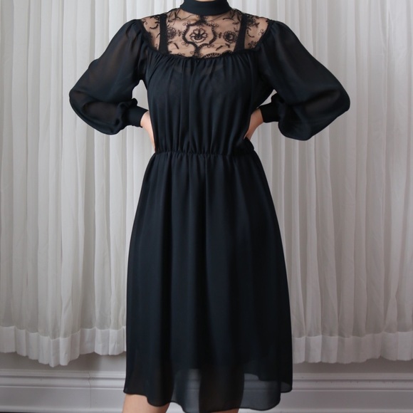 80’s Victorian Inspired Gothic Prairie Dress - Picture 4 of 8